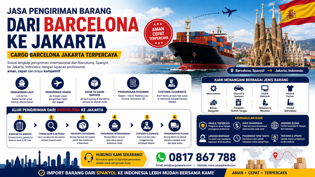 Jasa Pengiriman Barang dari Barcelona ke Jakarta